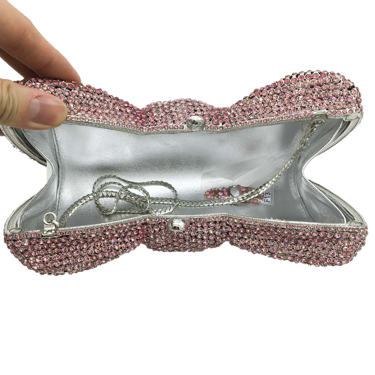 Fgg Clutch Bag Metal Rhinestone Clutch Bag Bow Dinner Bag Party Evening Bag display picture 5