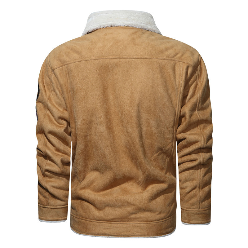 Herenkleding enkele winter heren lamsvacht jas suède jas motorkleding bontjas_voghion.com