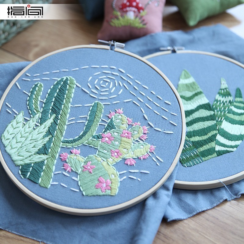 Lu bordado hecho a mano DIY principiante práctica salón pintura decorativa nórdica primaria flores y plantas traje de costura