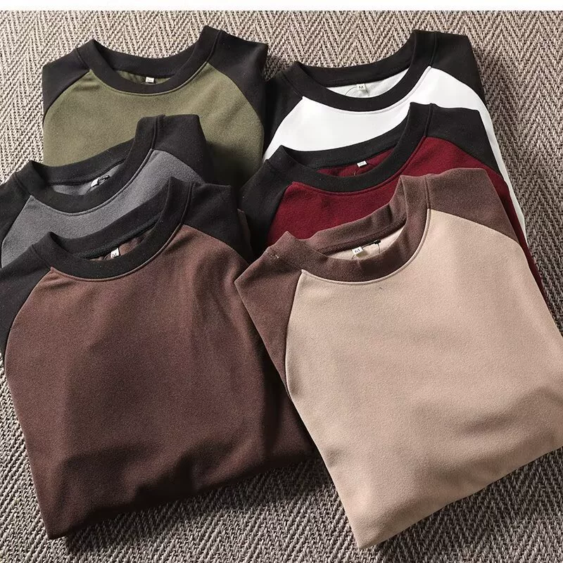 Men's Double-Sided Thermal Soft Comfortable Autumn and Winter Fashion Versatile Raglan Sleeve Long-Sleeve Sweatshirt Base Shirt Men's Double-Sided Thermal Soft Comfortable Autumn and Winter Fashion Versatile Raglan Sleeve Long-Sleeve Sweatshirt Base Shirt