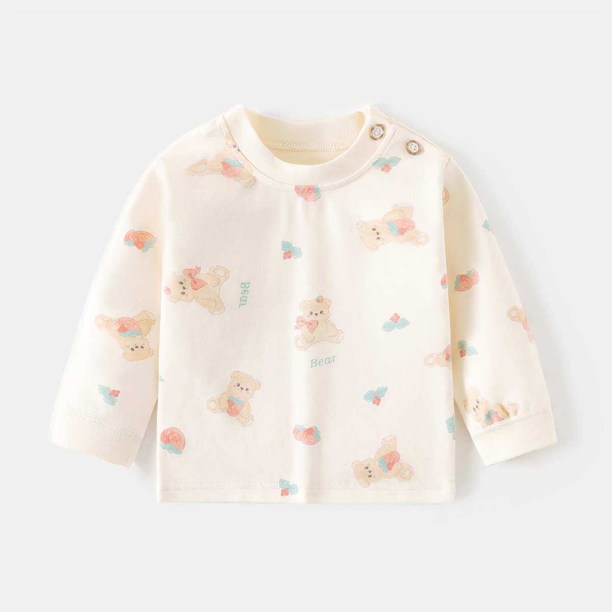 Camiseta de algodón para bebés con estampado vintage de dibujos animados y abertura en el hombro, ropa interior para primavera y otoño, mayorista