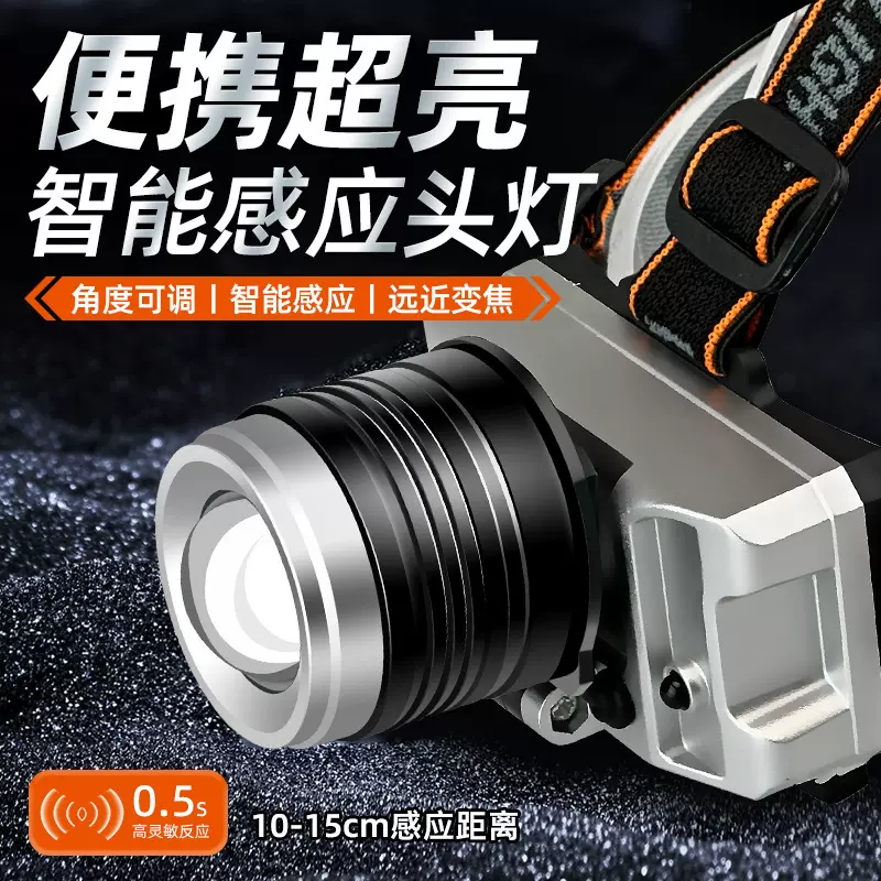 LED强光头灯超亮夜钓鱼专用手电筒赶海灯长续航充电头戴式工作灯