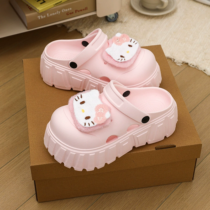 Южная волна Wandong обувь для женщин 2025 Новый мультфильм маленький человек с толстой подошвы DIY увеличить наружное ношение холодных тапочек