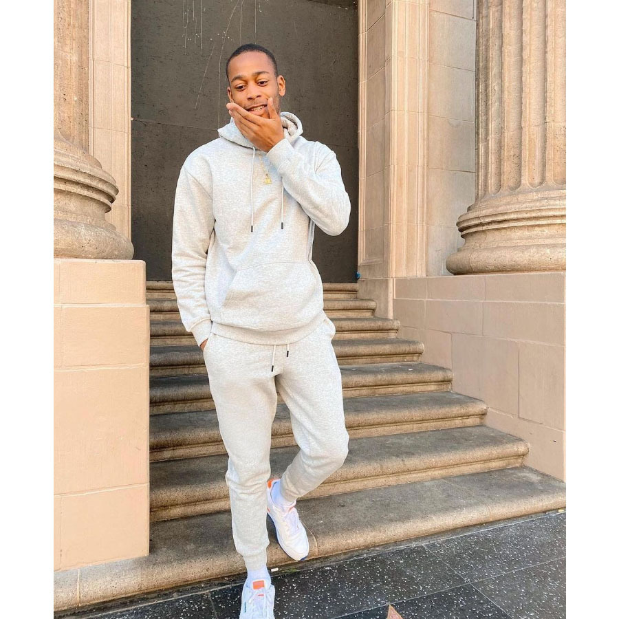 2024 Noul set de pulover sport cu pulover de culoare solidă Hanorac pentru bărbați din lână_voghion.com