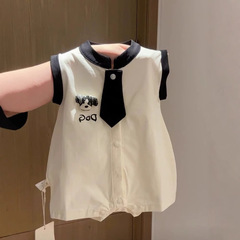ベビー服ノースリーブベスト夏薄い新生児漫画クローラー服 0-2 歳の赤ちゃんカテゴリー A クローラー服