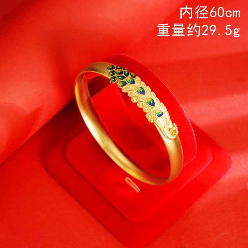 Brazalete de cobre de esmalte de pavo real chino, brazalete de esmalte de oro antiguo de Vietnam, joyería al por mayor