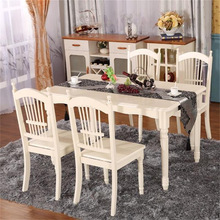 欧式餐桌橡胶木实木美观时尚现代小户型餐桌椅组合白色餐桌