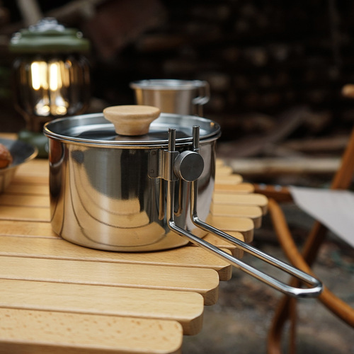 Outdoor multifunctional 304 stainless steel kettle mountaineering portable coffee pot foldable fishing camping pot teapot