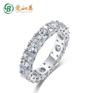 European and American Fashion Single-Row Full Diamond Cultured Diamond Ring Luxury Pt950 Diamond Ring Women's Personalized Round Ring Cross-Border Supply