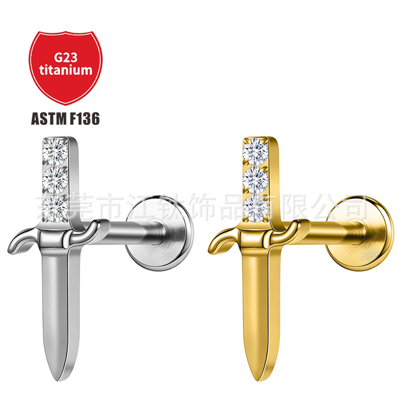 Pointed titanium steel lip stud product view