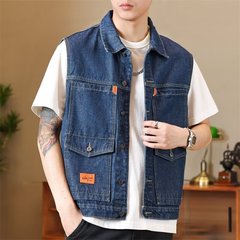 デニムのベストメンズ春秋のファッションブランドがゆったりしています。