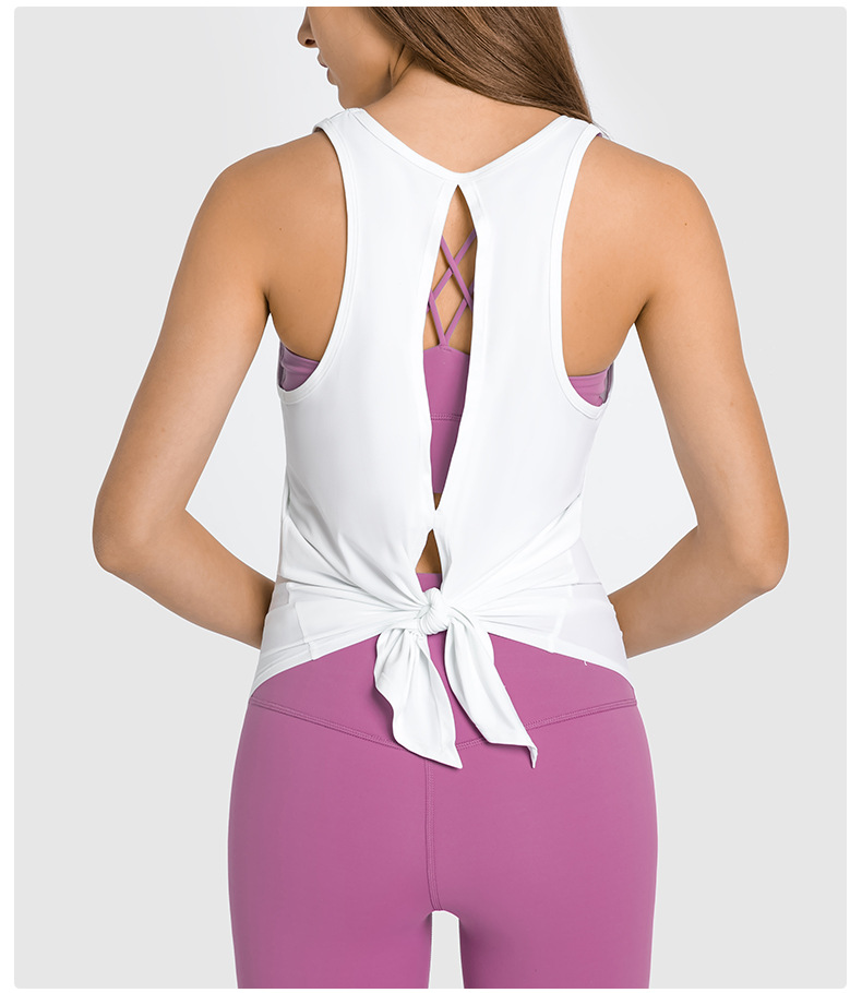 top de yoga sin mangas con tiras de mariposa en color liso NSDQF127136