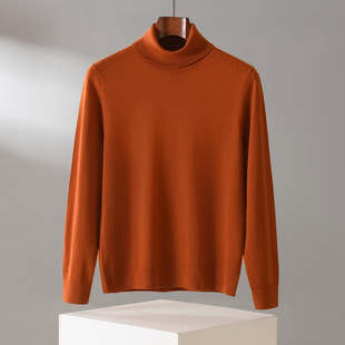 Cashmere Sweater Men's High Lapel Pure Cashmere Autumn and Winter New 18 Worsted Thin Knitted Base Sweater