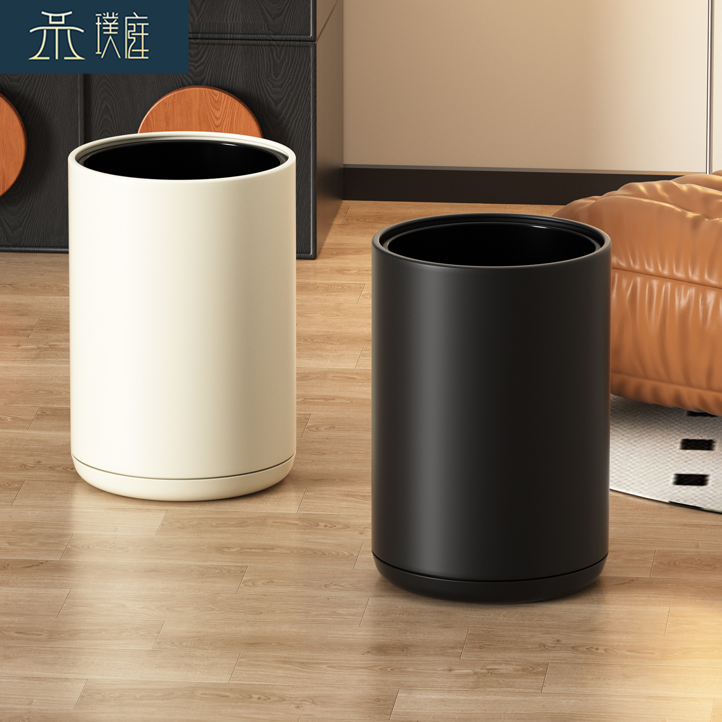 Commercial Trash Can for Home Use, High-End Luxury Style, Suitable for Hotels, Living Rooms, Bedrooms, Double-Layer, Lidless, for Bathrooms and Guesthouses, Cross-Border