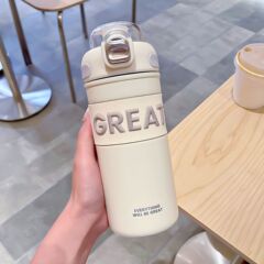 高颜値ストローカップ女子保温カップ携帯随行コーヒーカップシンプルでかわいいダブルドリンク保温カップ新製品