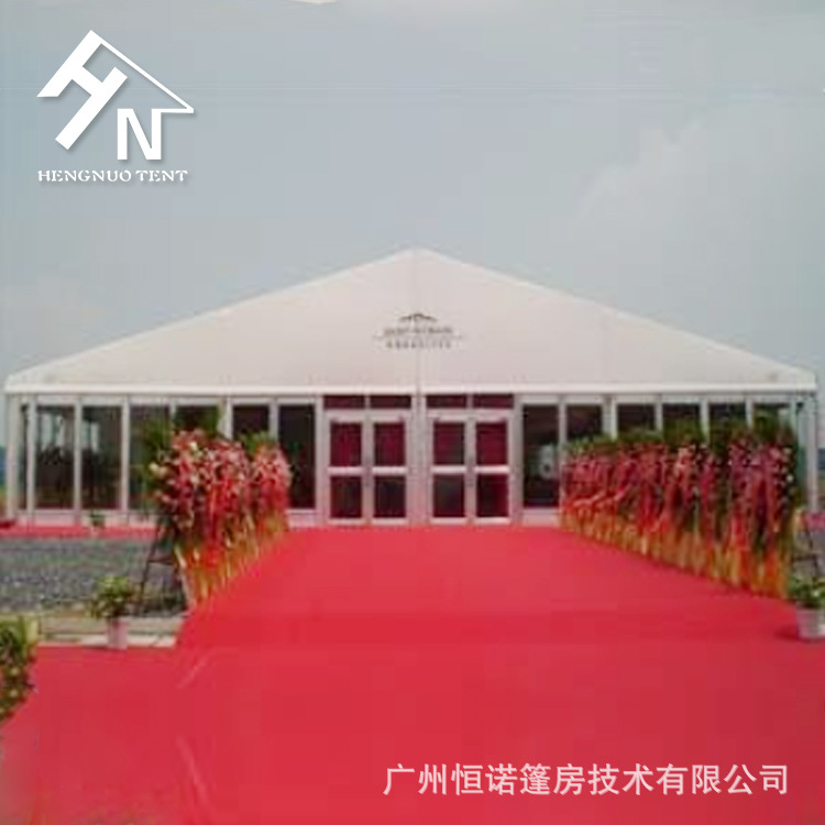 20米跨度白色活动帐篷 铝合金框架抗风阻燃婚礼篷房 临时仓储帐篷