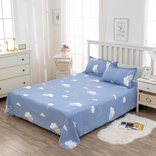 New hot-selling brushed printed single double bed sheet single piece bedding pastoral stripe color quilt manufacturer