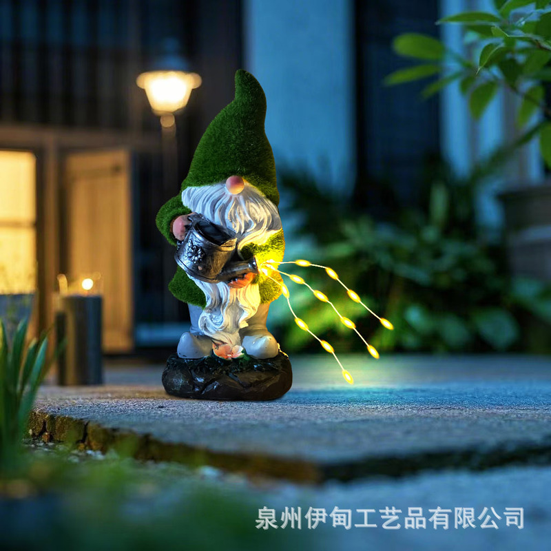 ソーラーライト植毛ガーデンノーム樹脂像屋外中庭芝生ノーム工芸品装飾品|undefined