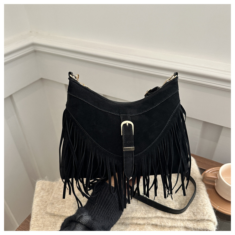 Este año está de moda el bolso tote con flecos para mujer, nueva colección de invierno 2025, elegante bolso de hombro cuadrado con correa cruzada.