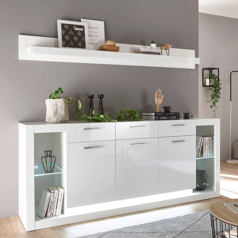 Nuevo gabinete de TV simple moderno alto gabinete TV gabinete sala de estar gabinete de almacenamiento simple luz lujo dormitorio combinación pared