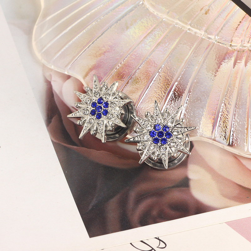 Cross-Border Stars and Moon Hollow Auricle Stainless Steel Fashion Ear Expansion Piercing Earrings Pair New Arrival detail image 8