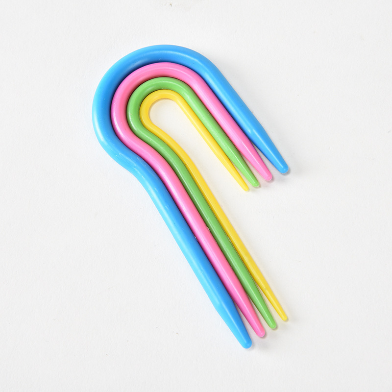 Aguja de torsión en forma de U aguja de plástico doblada aguja de torsión aguja de plástico ABS aguja de ojo grande diy aguja de plástico de coser a mano aguja de plástico al por mayor