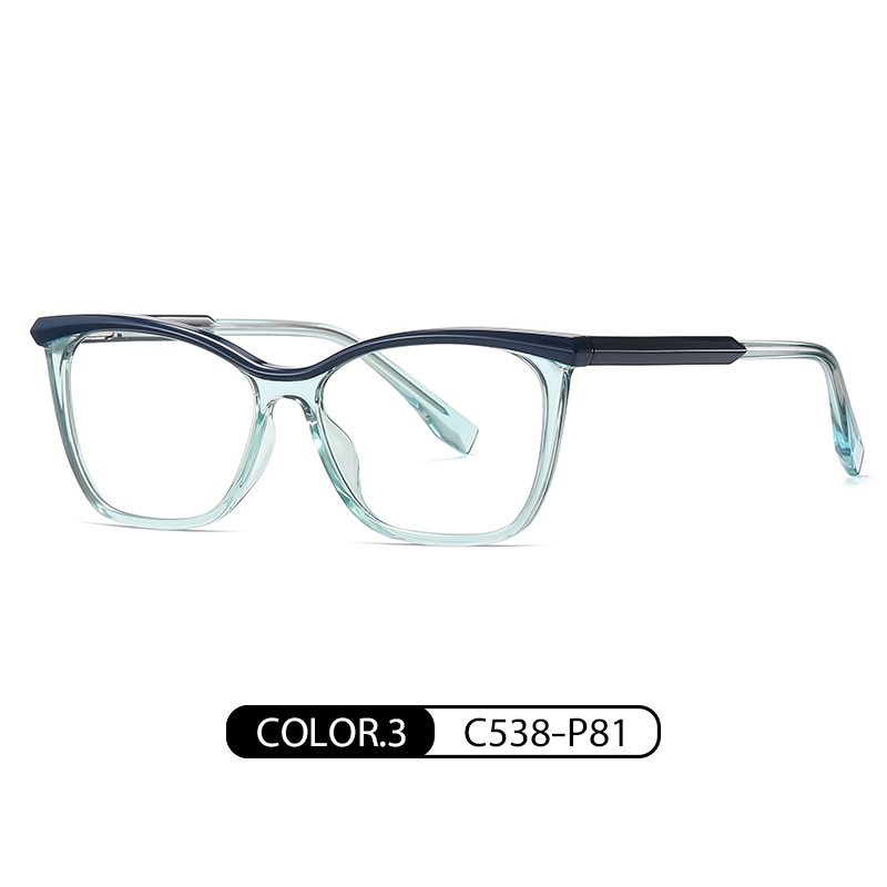 Comercio exterior nuevo gato gafas de moda europea y americana de dos colores gafas lisas marco TR3517 ácido propiónico pin primavera pierna anti-luz azul