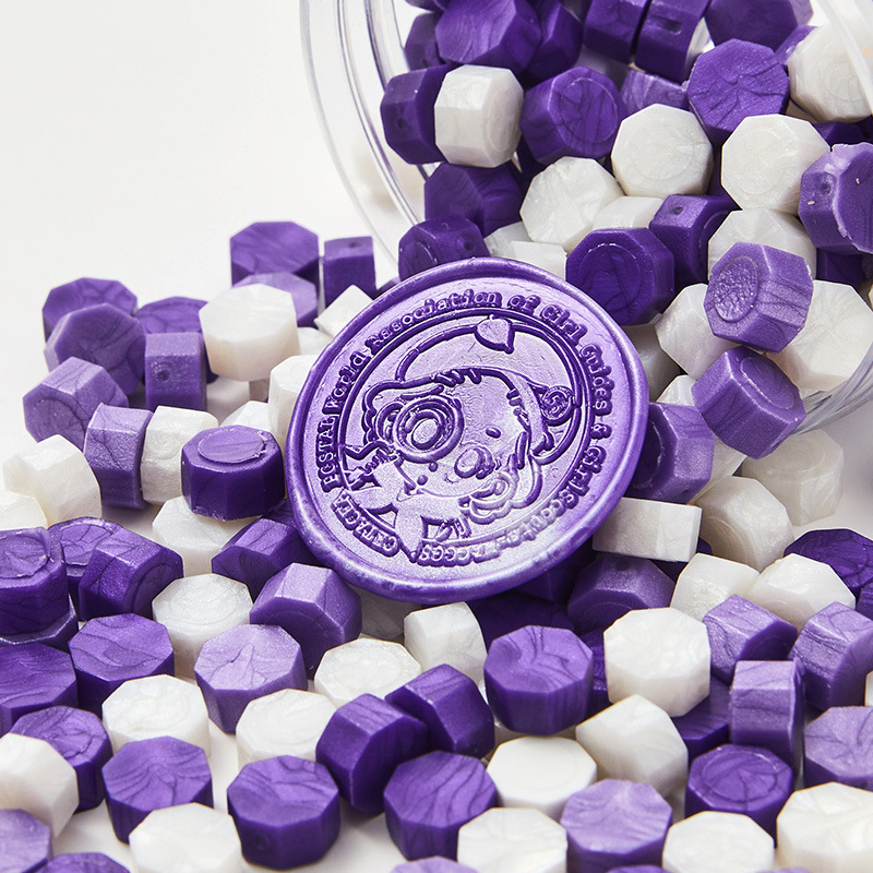 Cera de pintura al fuego, juego completo de sellos de pintura al fuego, octogonal, transparente, colorido, bolsa de colores mezclados, cera, venta al por mayor barata