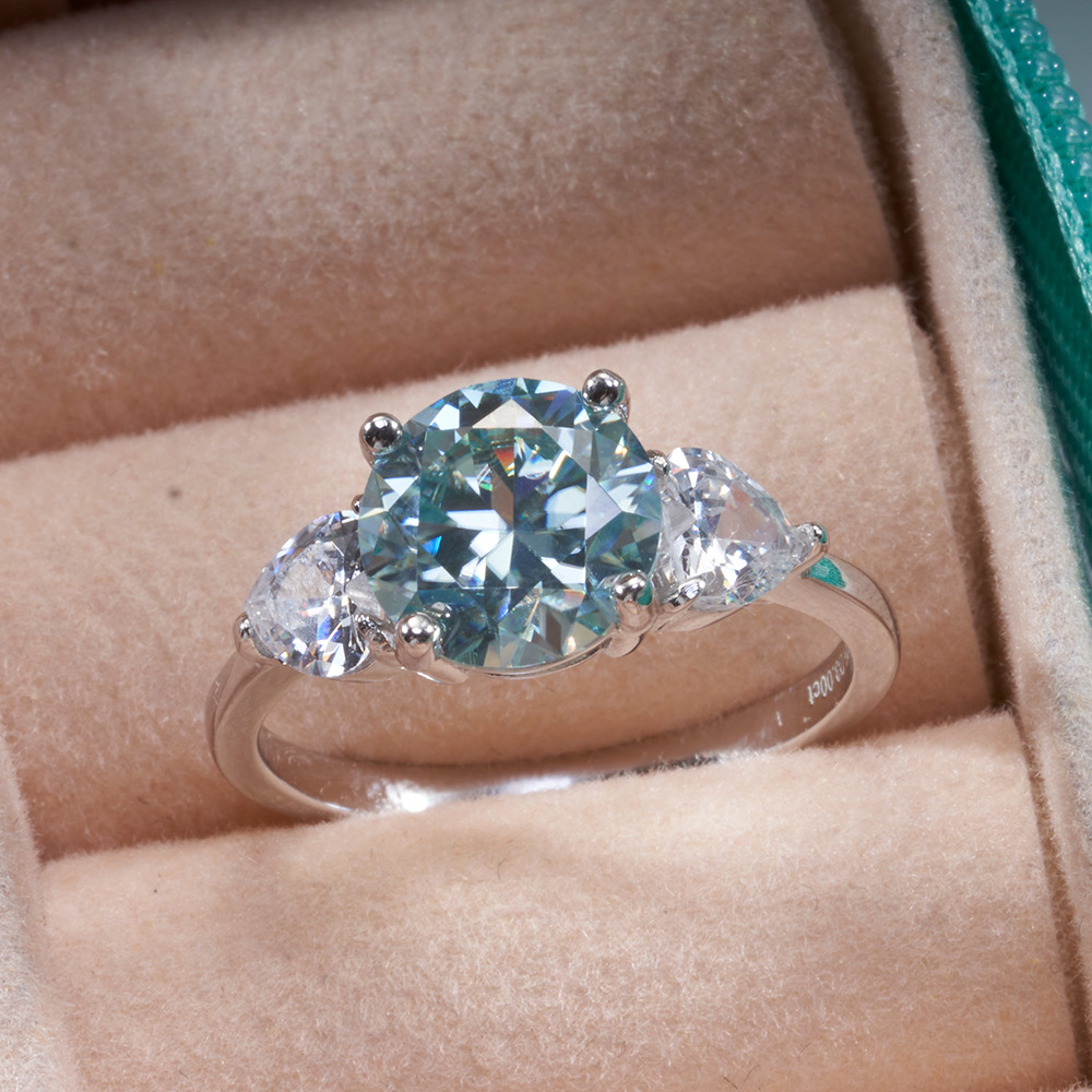 Anillo de plata esterlina 925 mujer 3 quilates de lujo anillo de piedra de moissanita chapado pt950 oro meson fábrica al por mayor en stock