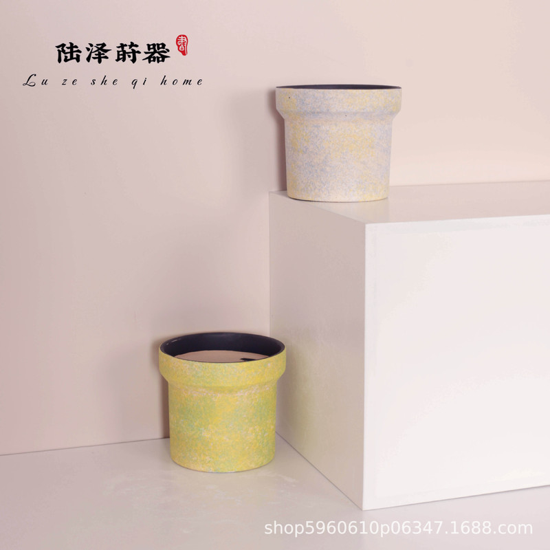 Succulent Nordic Minimalist Flower Pot Coarse Pottery Ceramic Breathable Retro Creative Green Plant Desktop