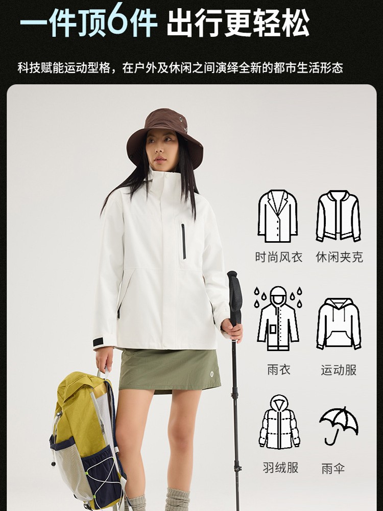 伯同風フルヒートシールアウトドアジャケット3in1、女性用取り外し可能防風防水、男性用登山服、ダウンジャケット