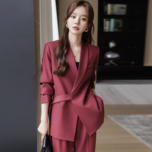 Casual blazer for women, spring and autumn, high-end fashion, goddess style wide-leg pants, professional suit, two-piece suit