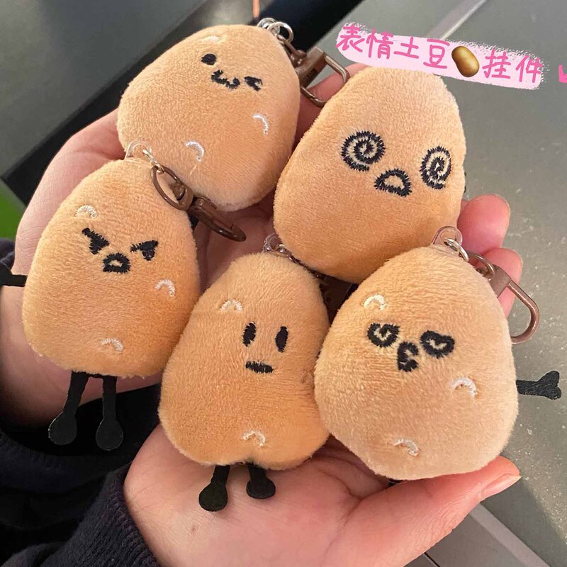 Fun and Cute Expression Plush Potato Keychain Pendant Creative Doll Toy Student Backpack Couple Gift Fun and Cute Expression Plush Potato Keychain Pendant Creative Doll Toy Student Backpack Couple Gift