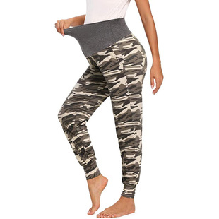 Amazon popular pregnant women's yoga pants European and American new printed British style European and American pregnant women's pants belly support ankle-tied pants