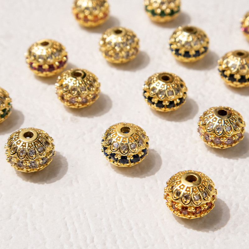 Sand gold inlay color zircon color lantern ball wheel beads beads beads handmade diy jewelry beaded accessories
