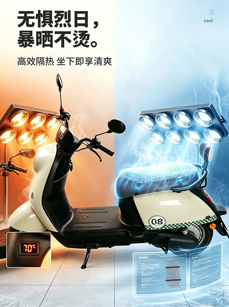 Electric vehicle ventilated seat cushion 2026 new model, heat-insulating pad, sun-proof pad, waterproof, soft electric vehicle sun-proof seat cushion