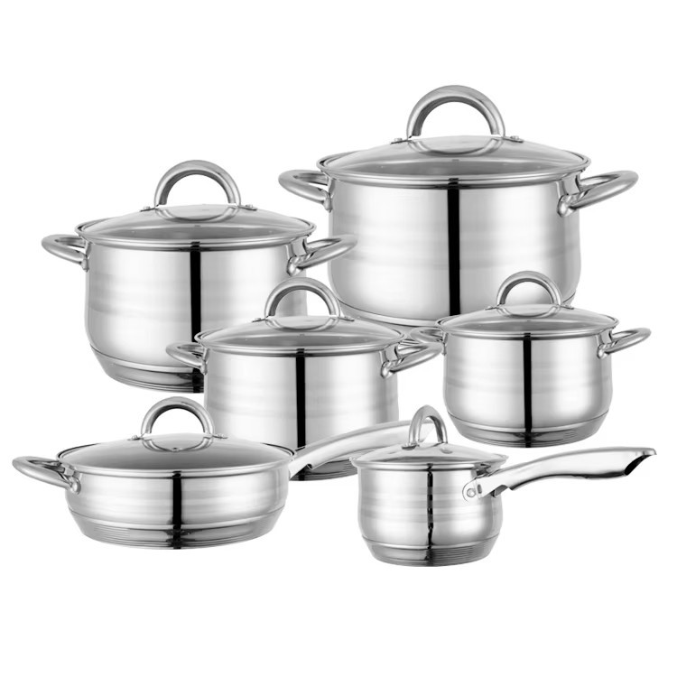 Fuente transfronteriza de olla de acero inoxidable engrosada y de fondo múltiple 15pcs combinación de olla de cocina 35pcs pot
