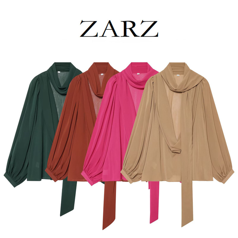 ZARZ self-designed European and American style new women's clothing, stylish and fashionable long-sleeve shirt with bow decoration 7521252 ZARZ self-designed European and American style new women's clothing, stylish and fashionable long-sleeve shirt with bow decoration 7521252