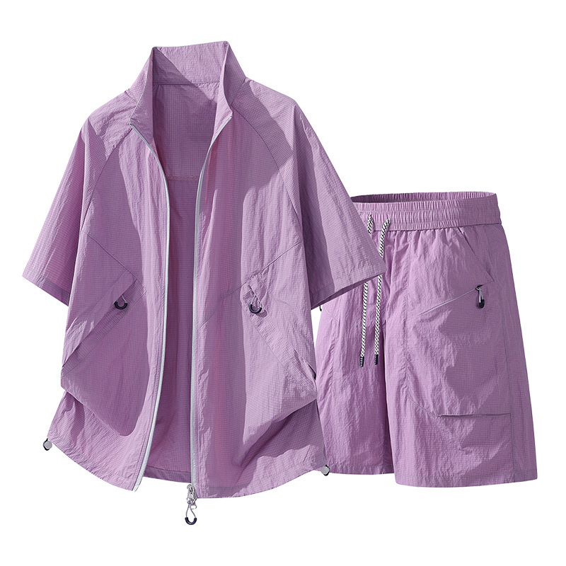 JK1802 Summer New Fashionable Trendy Handsome Workwear Style Breathable Casual Versatile Men's Shorts Set