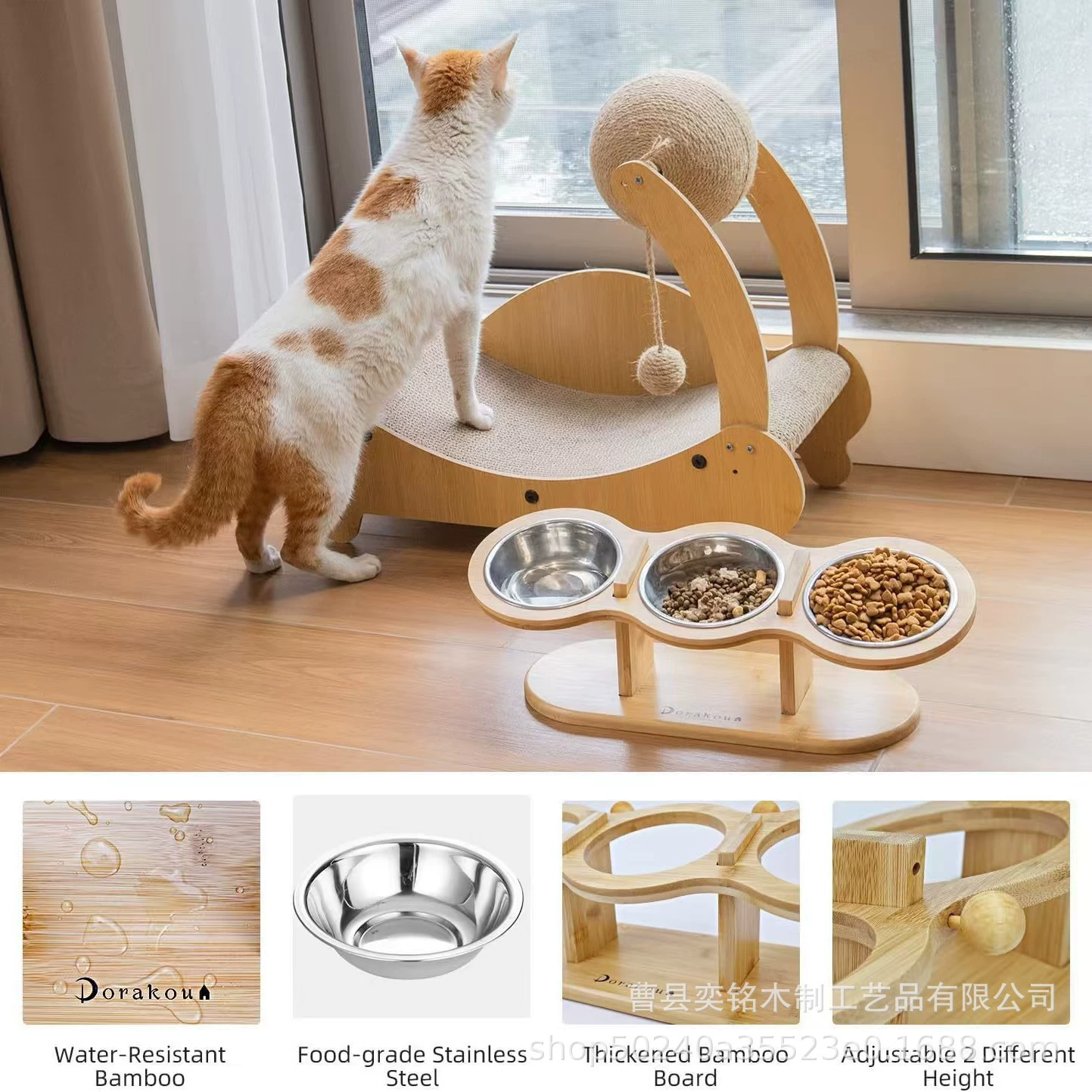 Древесная кошачья кормушка Домашняя кошачья корма для собак Корм для собак Корм для животных Съемная корма для кошек и собак Кормушка для кормления