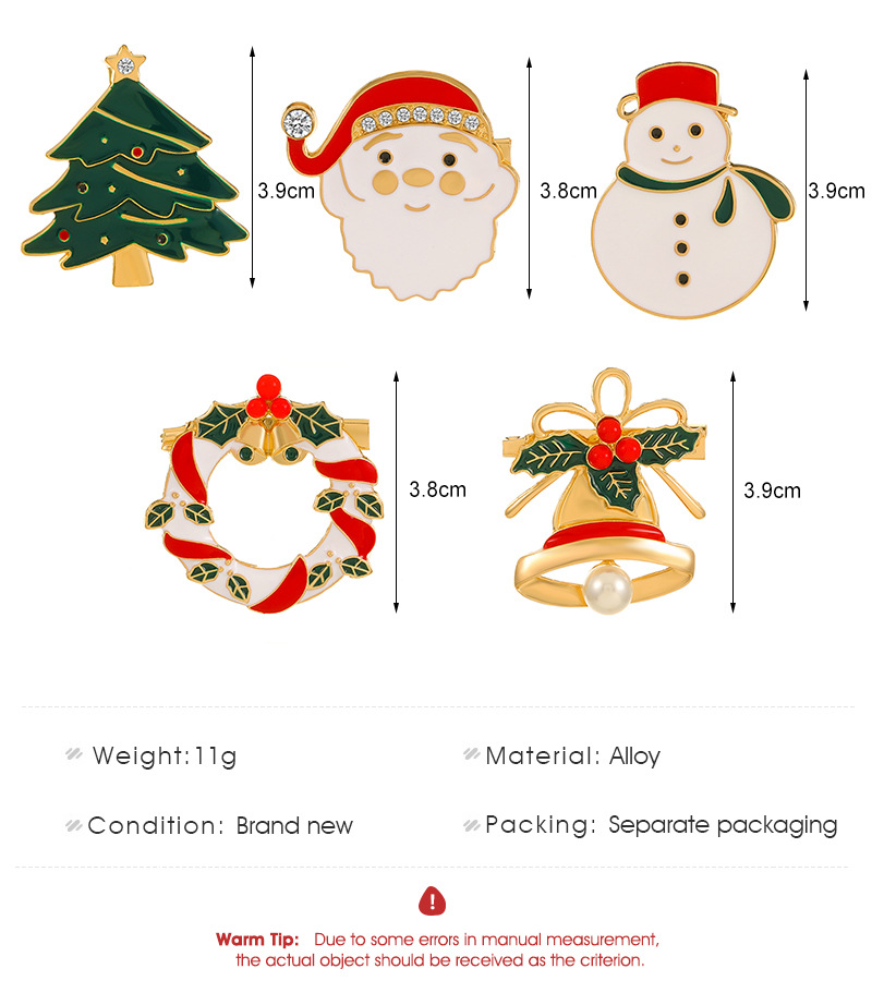 Fashion Christmas Tree Santa Claus Alloy Enamel Inlay Artificial Gemstones Unisex Brooches display picture 1