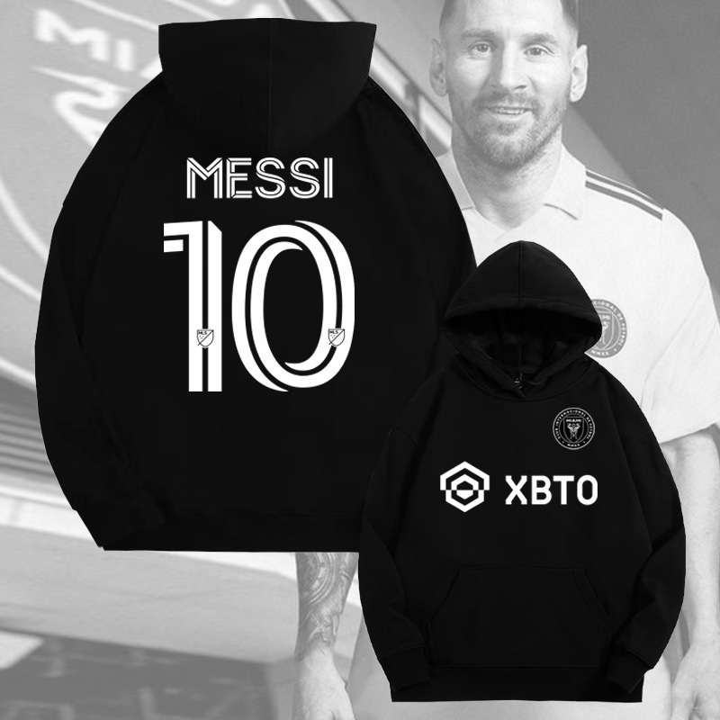 Football star Miami Massey No. 10 hooded sweater men's autumn youth fashion brand loose off-shoulder long sleeve top