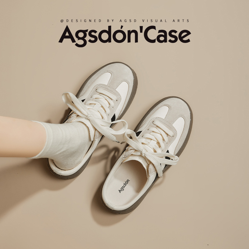 Pantuflas de suela gruesa Augu Shiden para mujer, estilo verano 2026, suela blanda, casuales, sin cordones, punta cerrada, blancas, a la moda