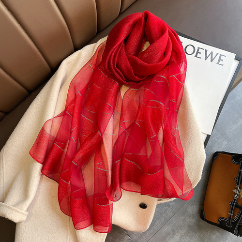  Korean version of the new contrasting color warm scarf, fashionable and stylish gift giving, long shawl, silk blended scarf for women