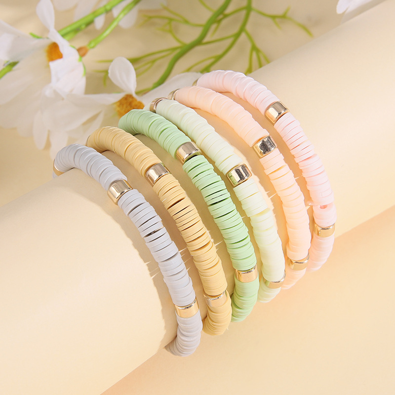 Simple Style Color Block Soft Clay Knitting Women's Bracelets 6 Pieces display picture 10