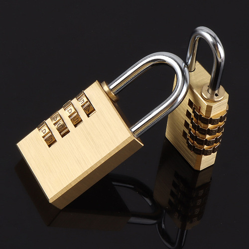 工厂直供 全铜密码挂锁海关锁箱包储物柜子锁4轮密码挂锁批发