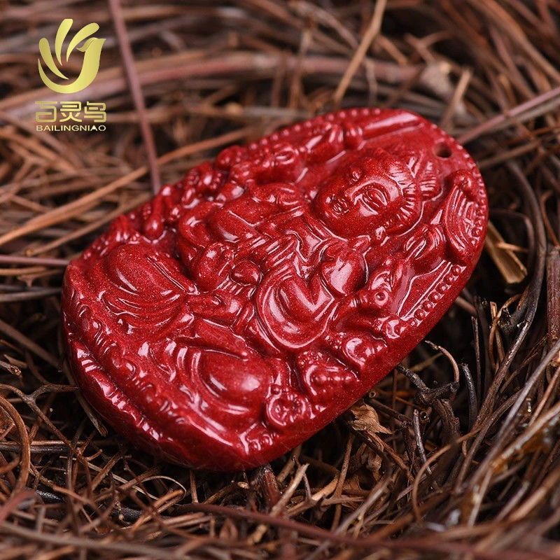 Natural ore, pendant for men and women, necklace, cinnabar, Chinese horoscope