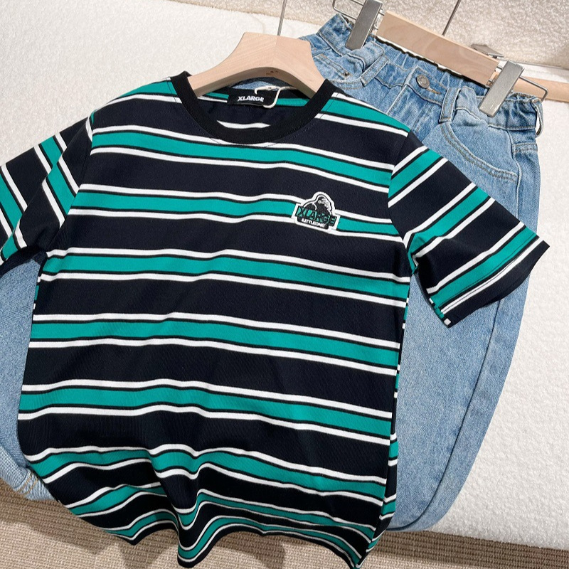 Japanese-Style New Summer Commuter Boys' Striped Top Baby Boy Round Neck Short-Sleeve T-Shirt 2025 Summer
