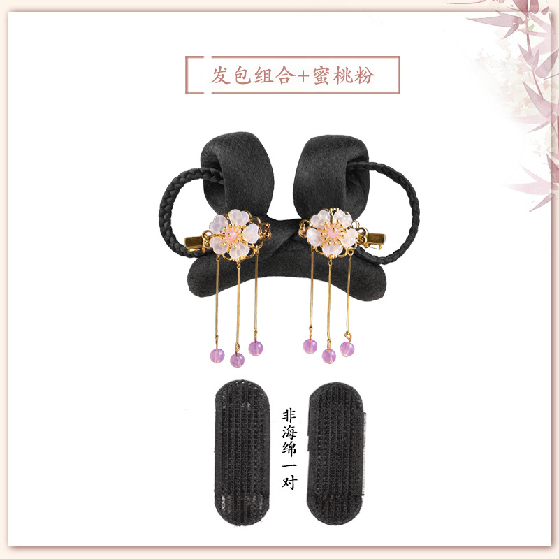 복숭아 가루를 가진 머리 부속품의 쌍