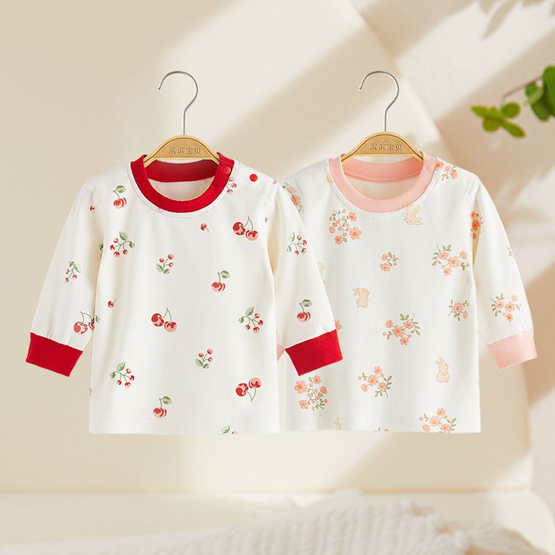 Newborn baby autumn clothes top cotton baby one-piece T-shirt long sleeve men's spring and autumn newborn underwear girl boneless